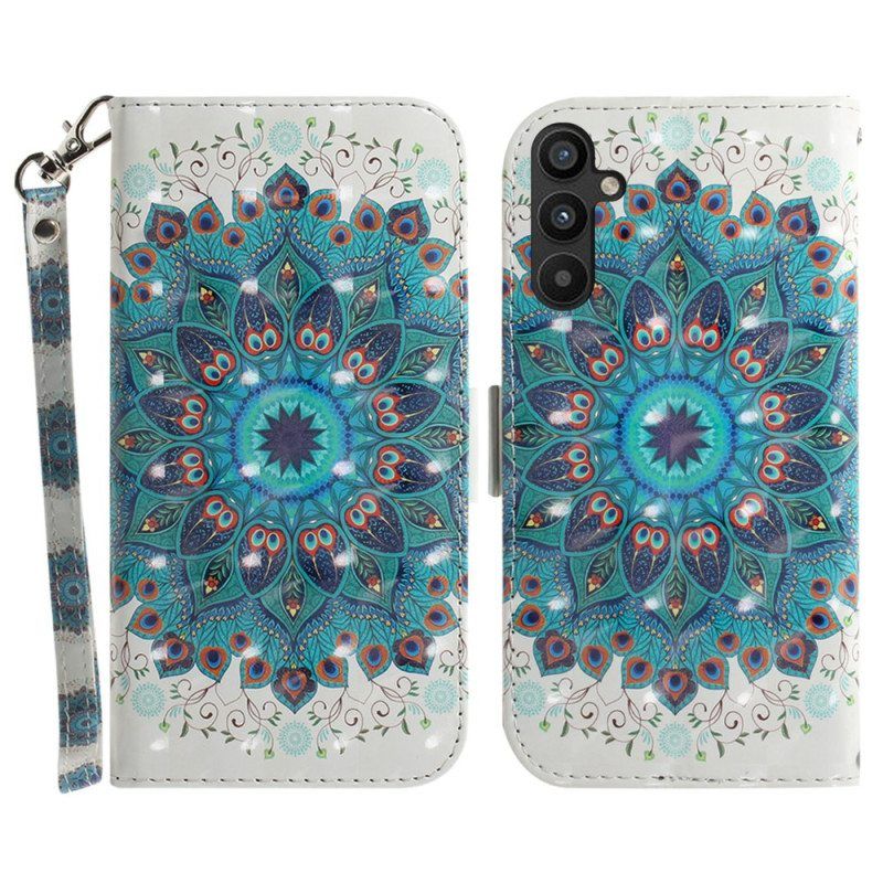 Nahkakotelo Samsung Galaxy A54 5G Suojaketju Kuori Strappy Mandala