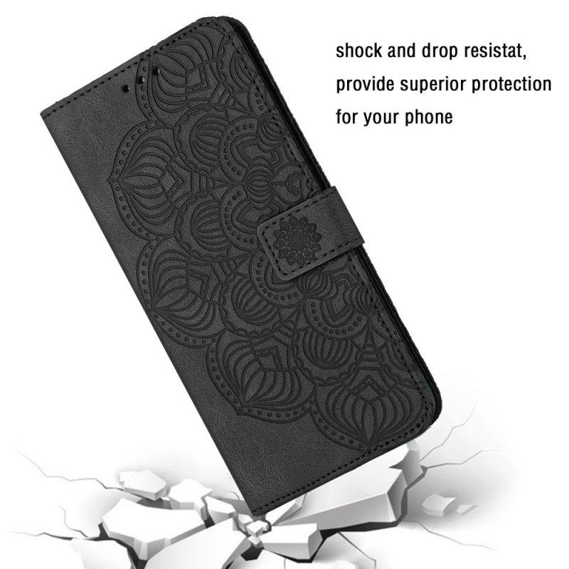 Nahkakotelo Samsung Galaxy A54 5G Suojaketju Kuori Strappy Mandala Print