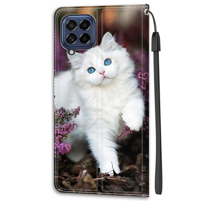 Nahkakotelo Samsung Galaxy M53 5G Suojaketju Kuori Thong Cat Fan