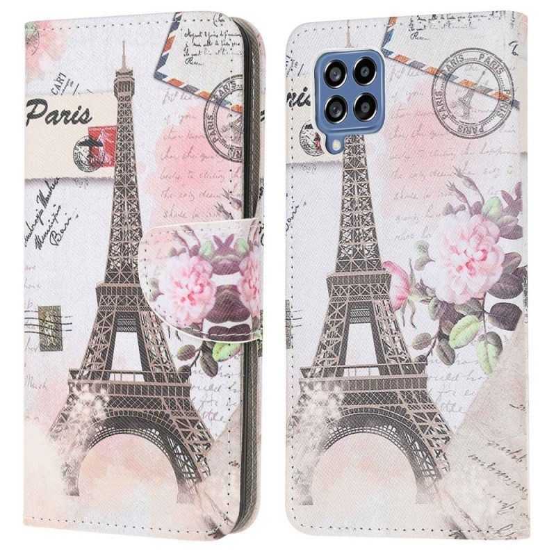 Nahkakotelo Samsung Galaxy M53 5G Vintage Eiffel-torni