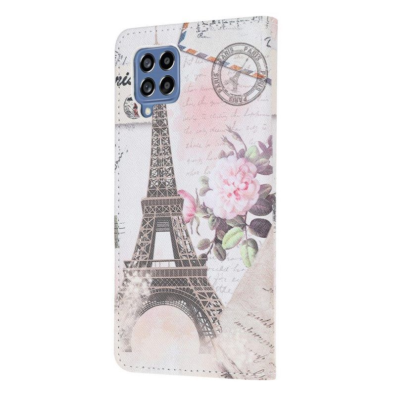 Nahkakotelo Samsung Galaxy M53 5G Vintage Eiffel-torni