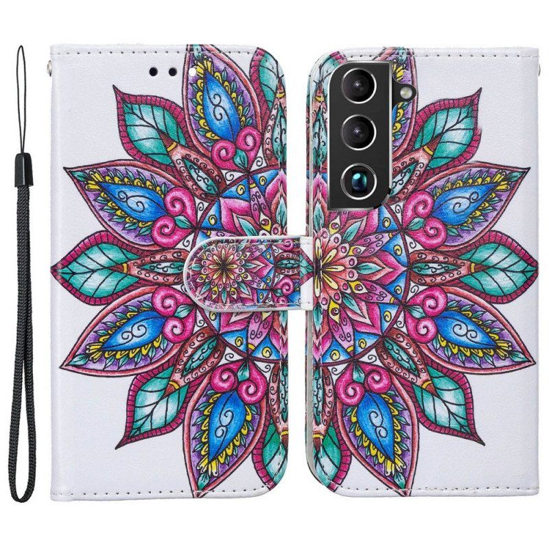 Nahkakotelo Samsung Galaxy S22 5G Piirretty Mandala