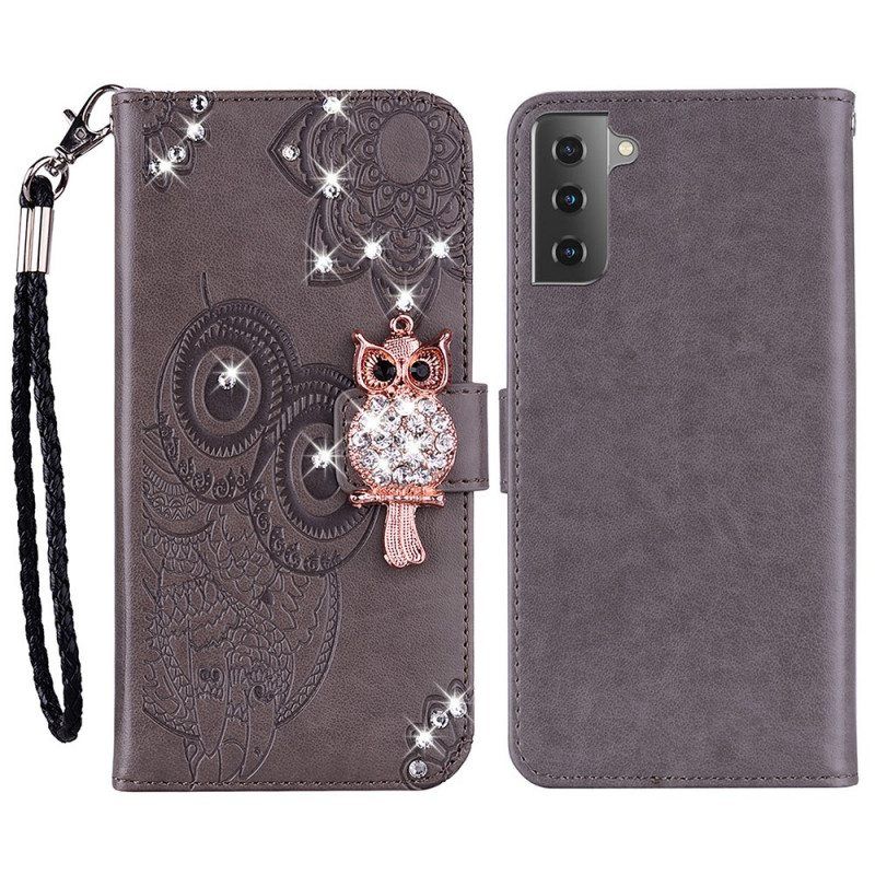 Nahkakotelo Samsung Galaxy S22 5G Pöllö Mandala Ja Charm