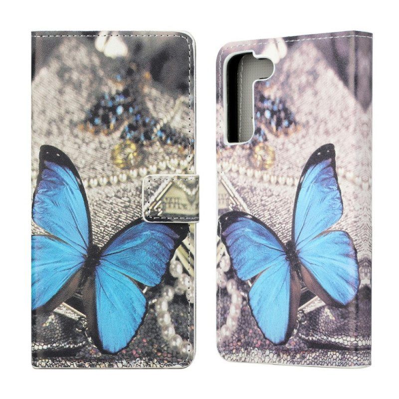 Nahkakotelo Samsung Galaxy S22 Plus 5G Butterfly Prestige Blue