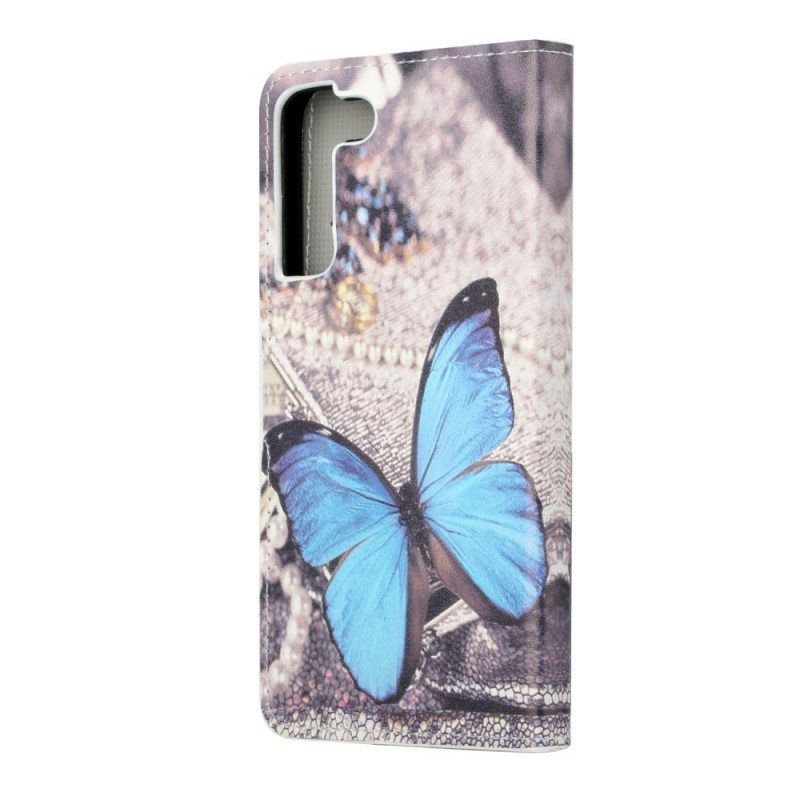 Nahkakotelo Samsung Galaxy S22 Plus 5G Butterfly Prestige Blue