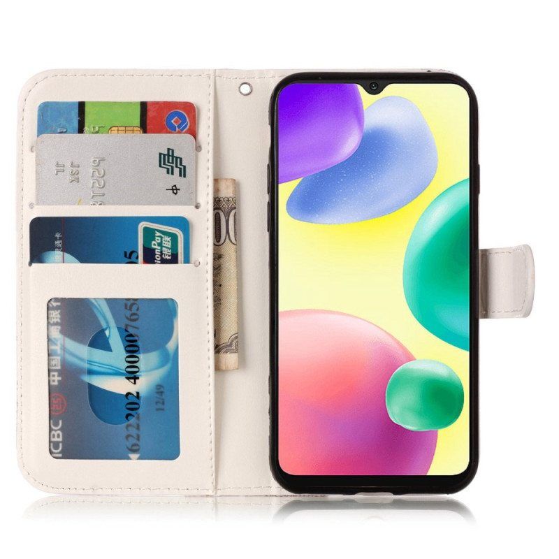 Nahkakotelo Xiaomi 12 Lite Suojaketju Kuori Strappy Paisley -kuvio