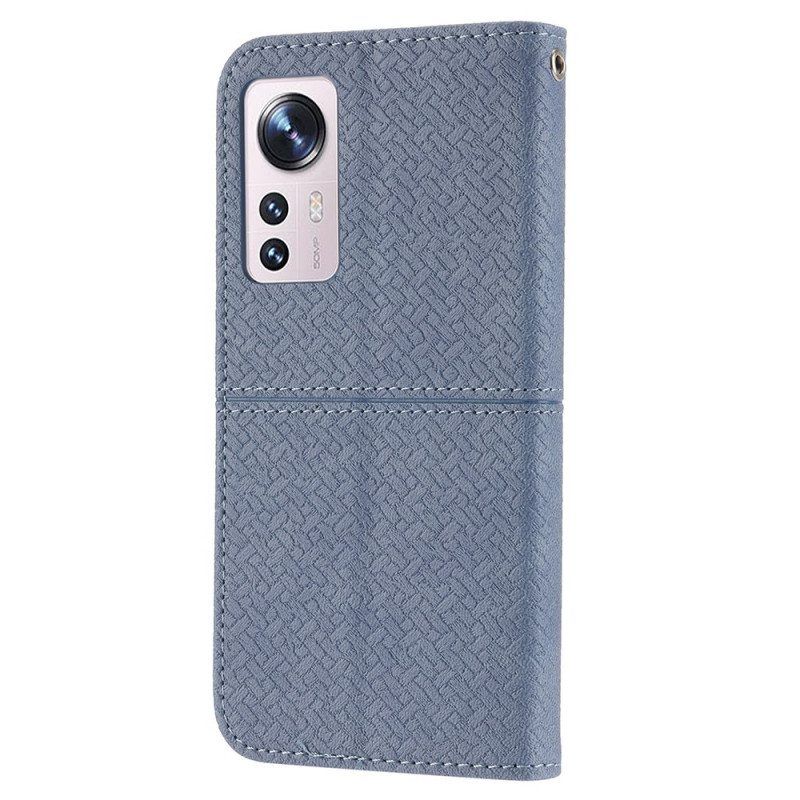 Nahkakotelo Xiaomi 12 Pro Suojaketju Kuori Strappy Woven Leather Style