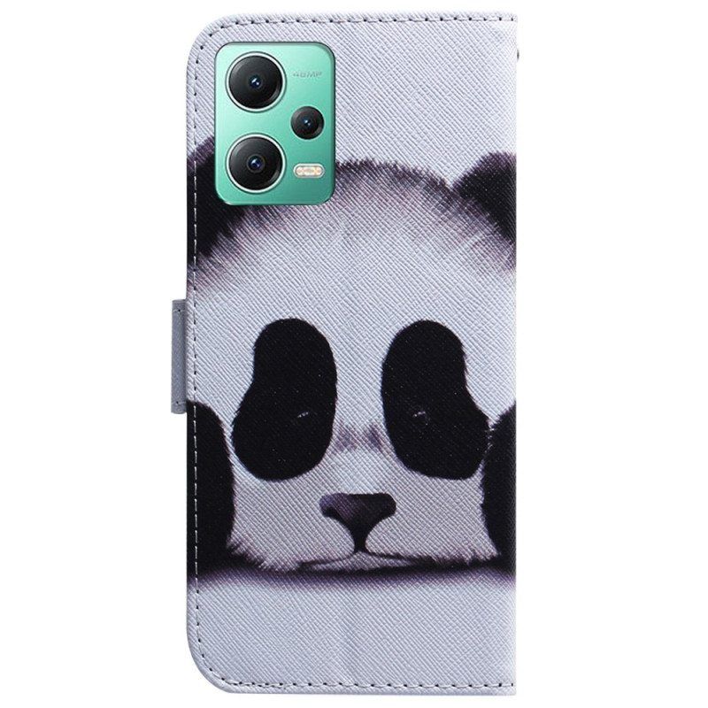 Nahkakotelo Xiaomi Redmi Note 12 5G Suojaketju Kuori Strappy Panda