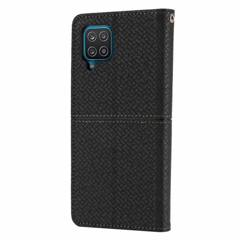 Puhelinkuoret Samsung Galaxy M12 / A12 Suojaketju Kuori Kotelot Flip Strappy Woven Leather Style