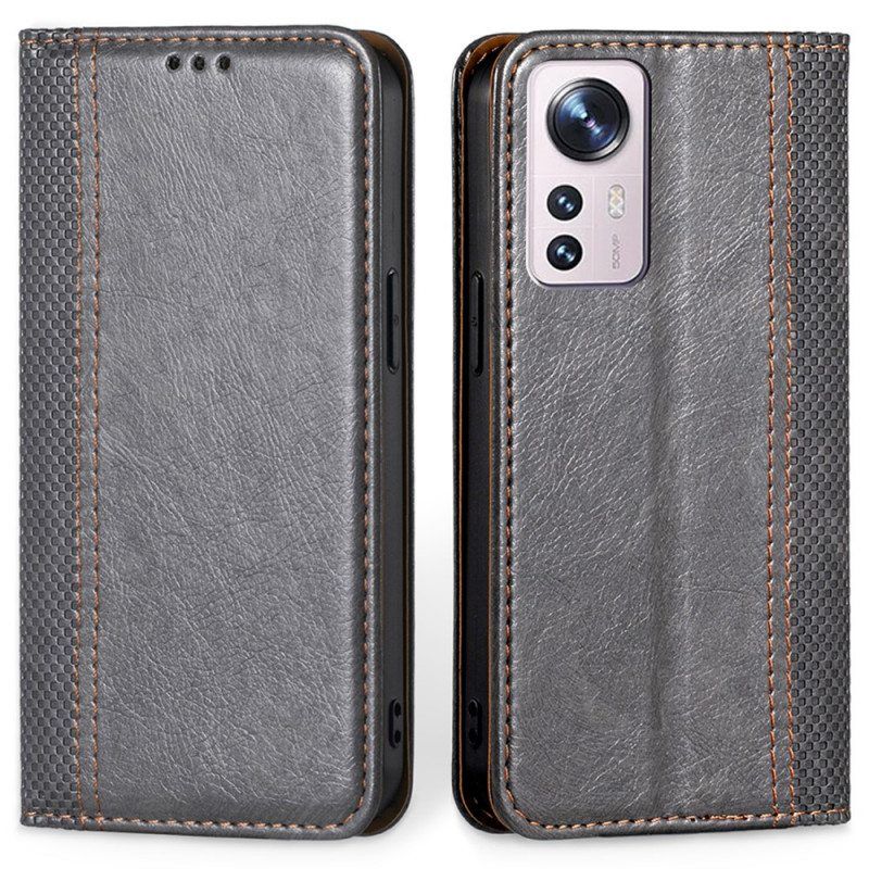 Puhelinkuoret Xiaomi 12 Pro Kotelot Flip Vintage Nahkaefekti